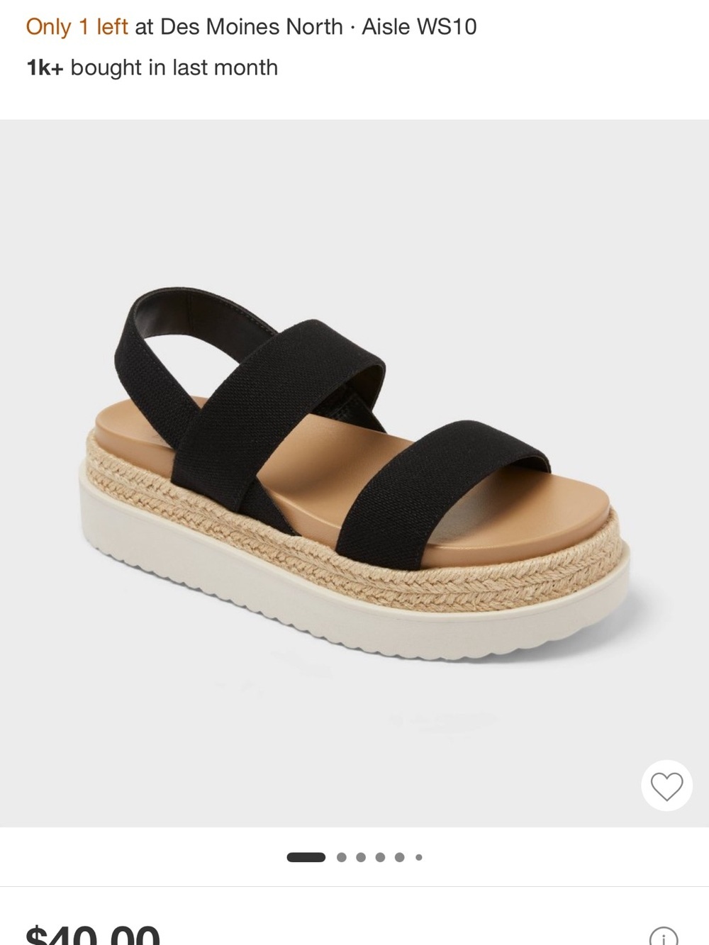 wild fable Black Platform Espadrille Sandals with Tan Footbed